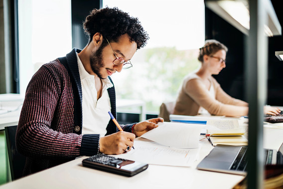 Student studying