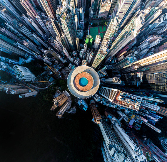 Drone view of city